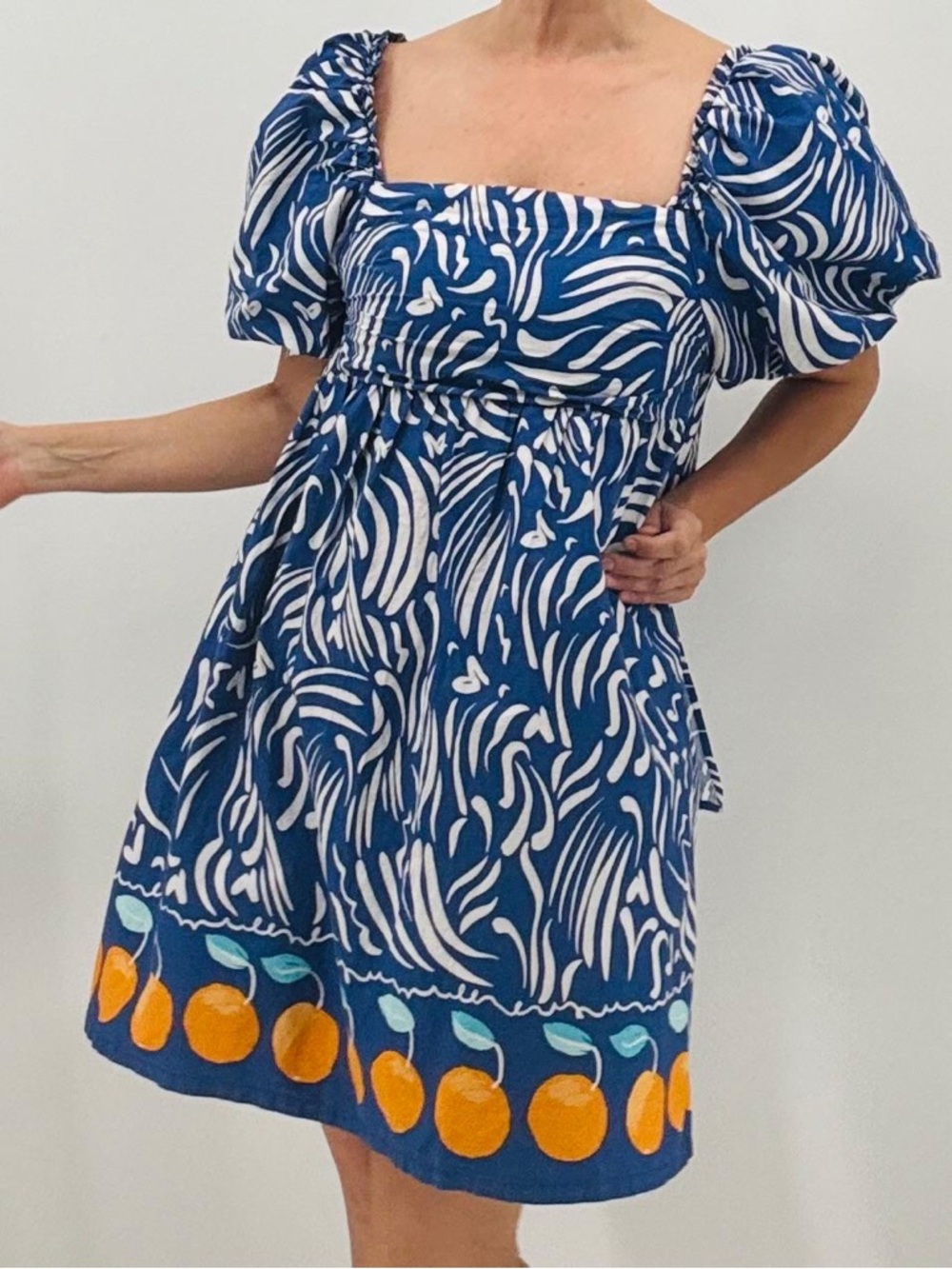 Primark Italian Summer European Vacation Fruit Print Boho Cut Out Babydoll Dress
